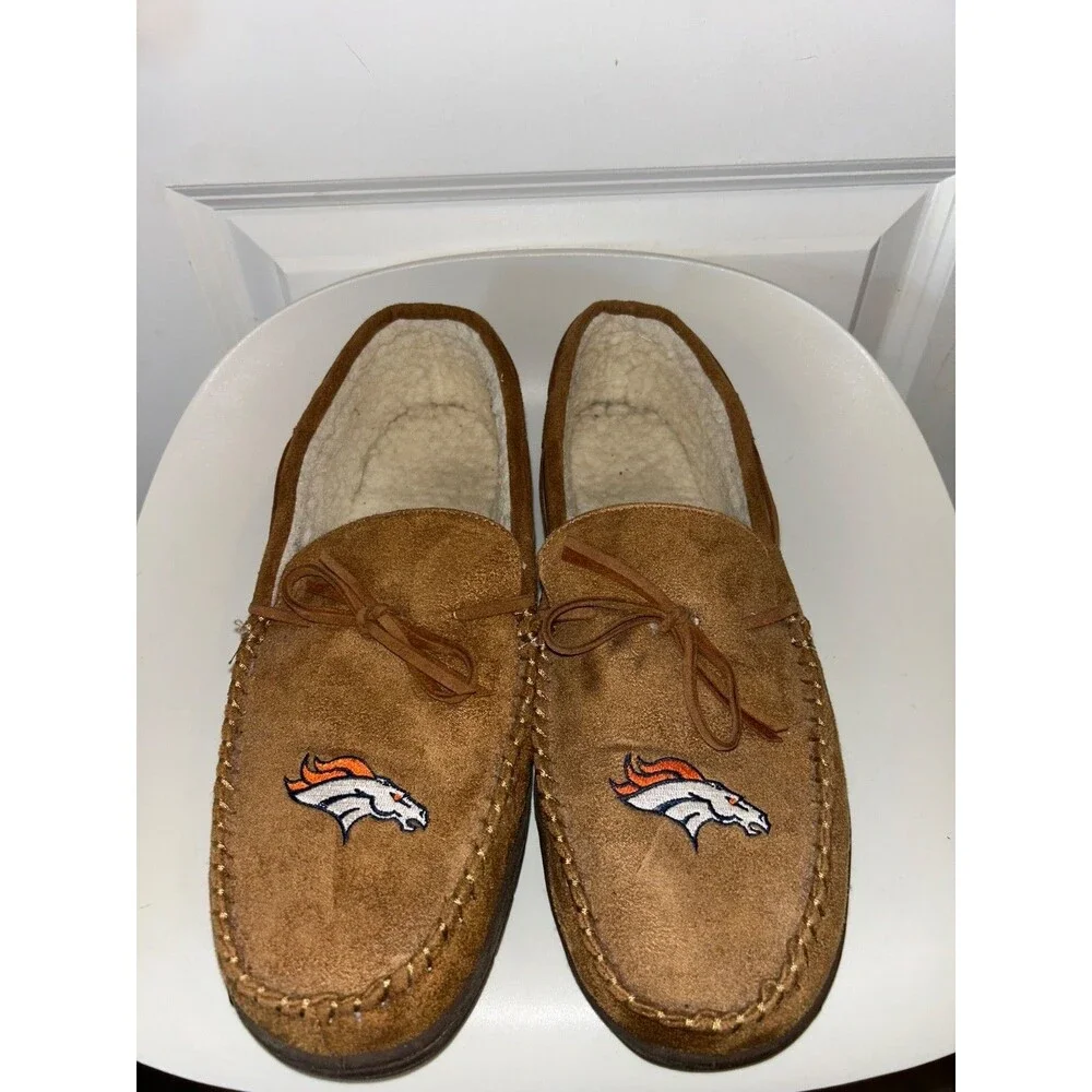 Denver Broncos Embroidery Slippers Faux Suede Faux Men’s size XL 11.5-13